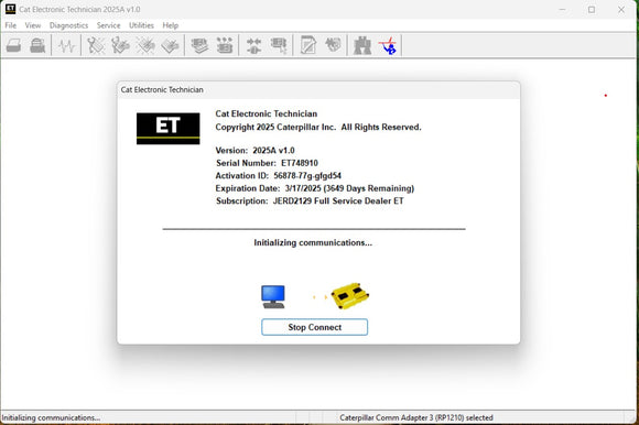 2025 Caterpillar Cat ET 2025A Electronic Technician Diagnostic Program with Factory Password Generator(10 Digits)+unexpire+KeyGen Locked